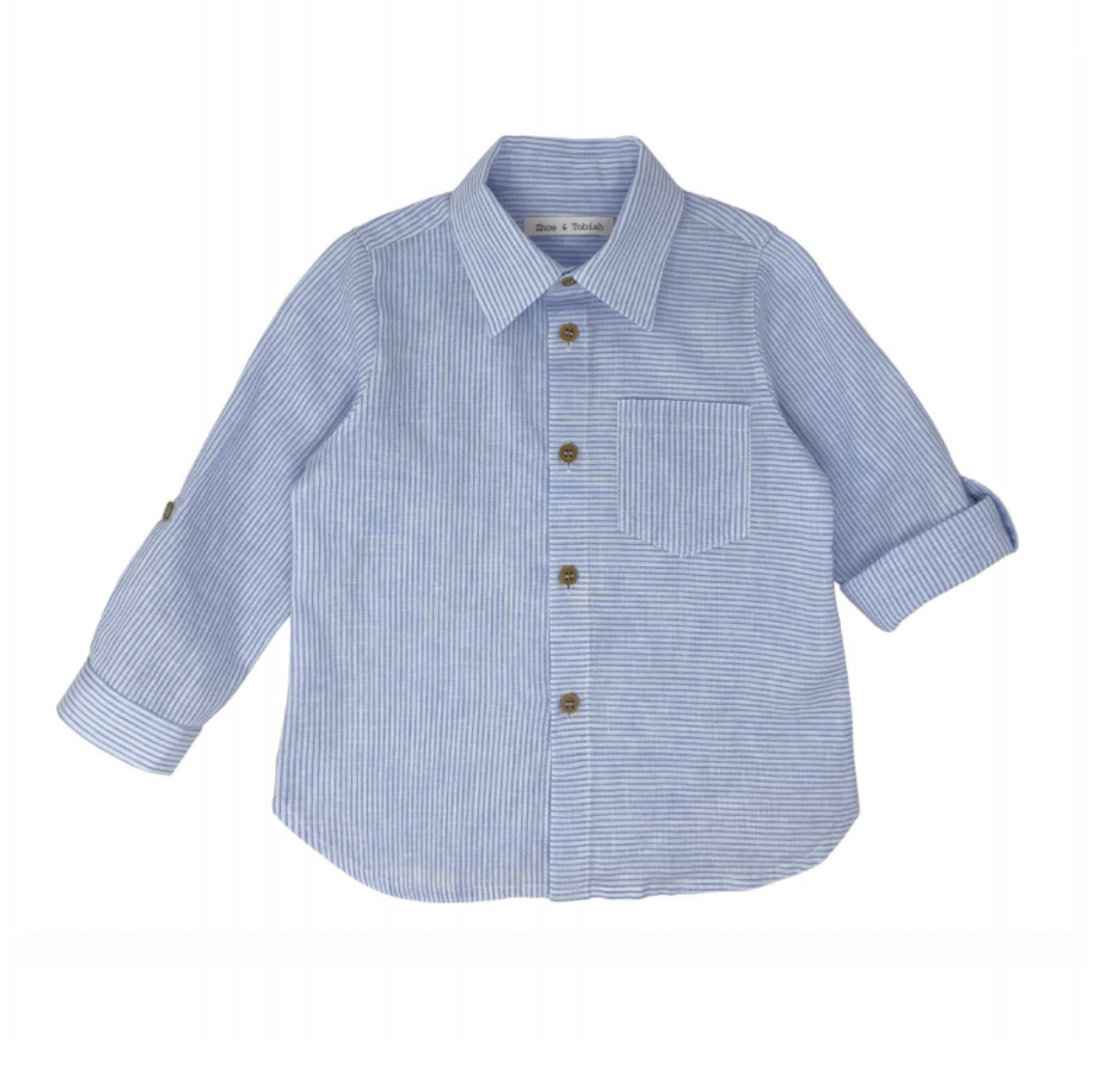 Blue Cotton Linen Stripe Shirt