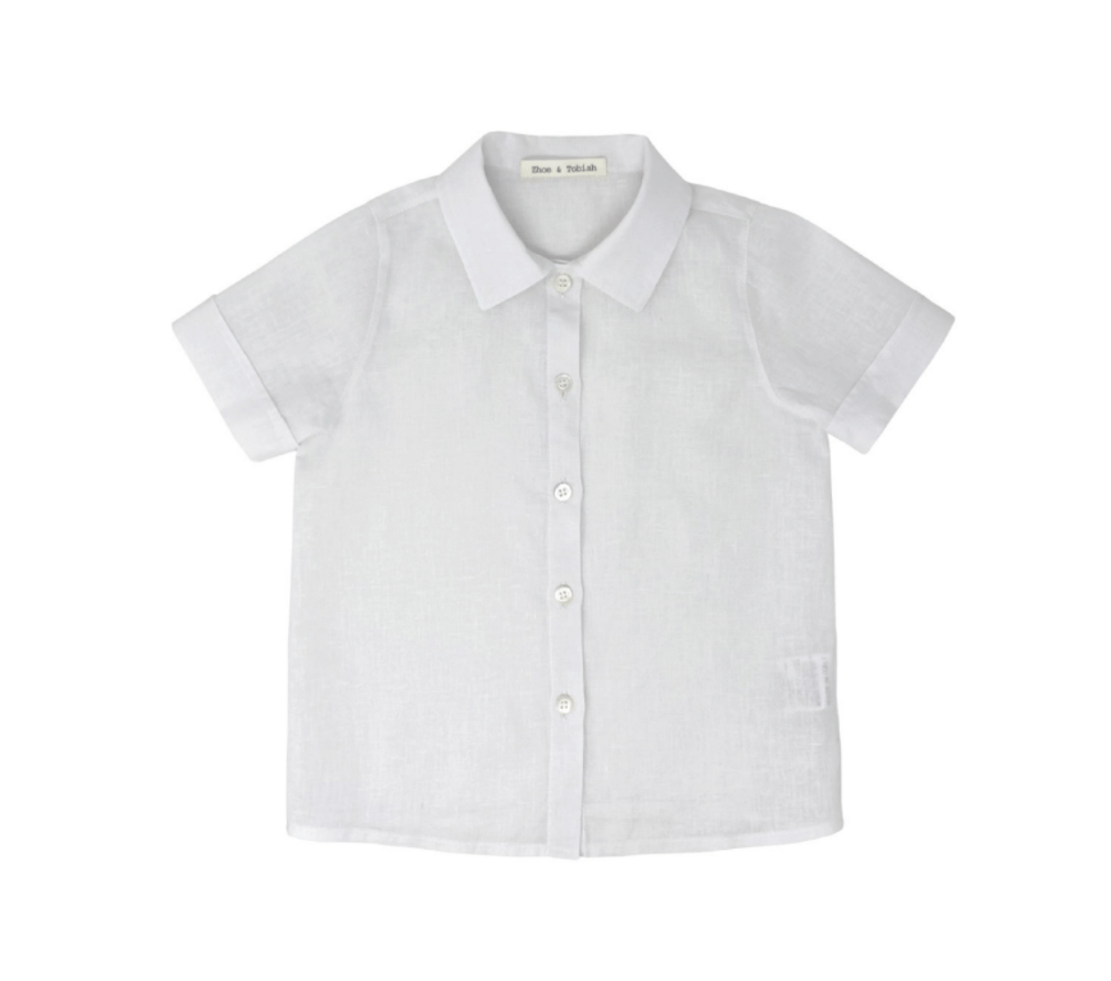 Cotton Linen Short Sleeve Top in Off White