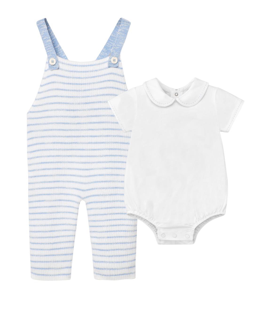 Light Blue Striped Knit Overall and Top