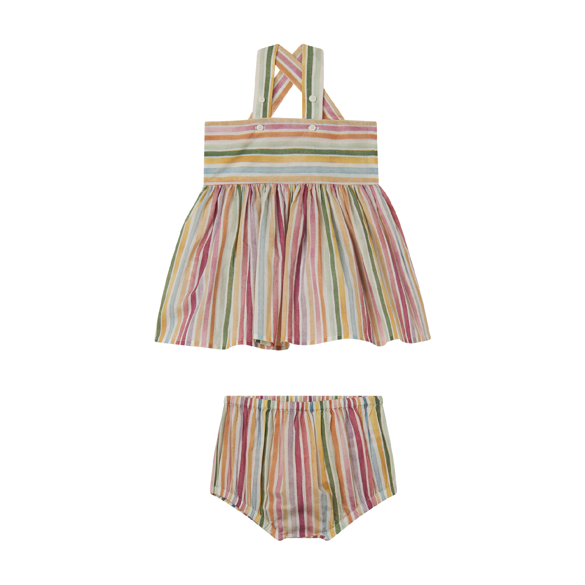 Baby Girl Holiday Pastel Stripes Sleeveless Dress  Multi