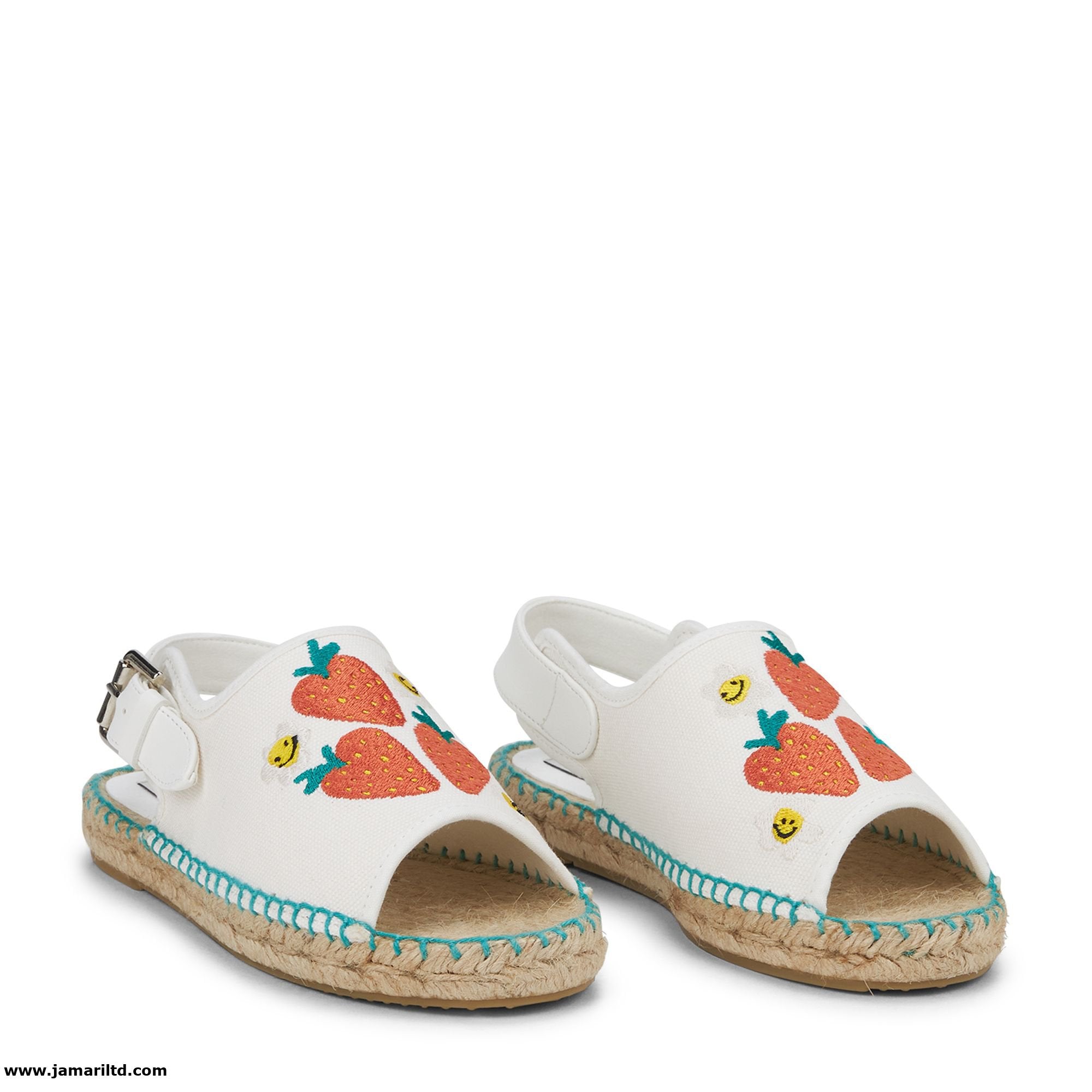 Girl Canvas Espadrilles with Strawberry Embroidery