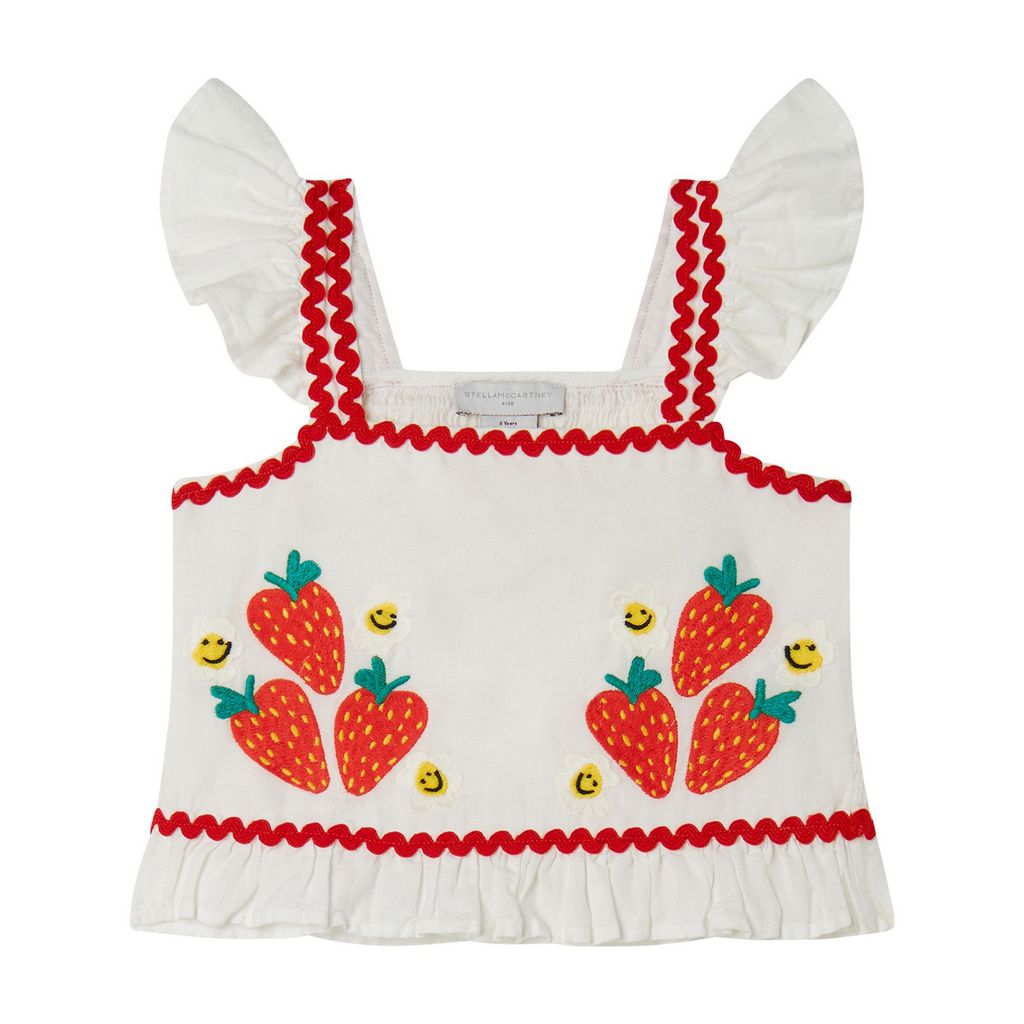 Girl Sleeveless Top with Strawberry Print