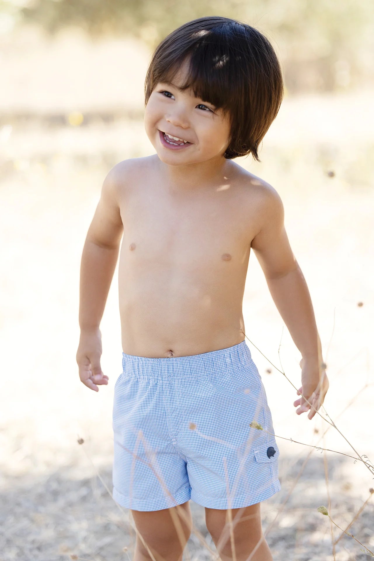 Blue Two Tone Gingham Swimsuit