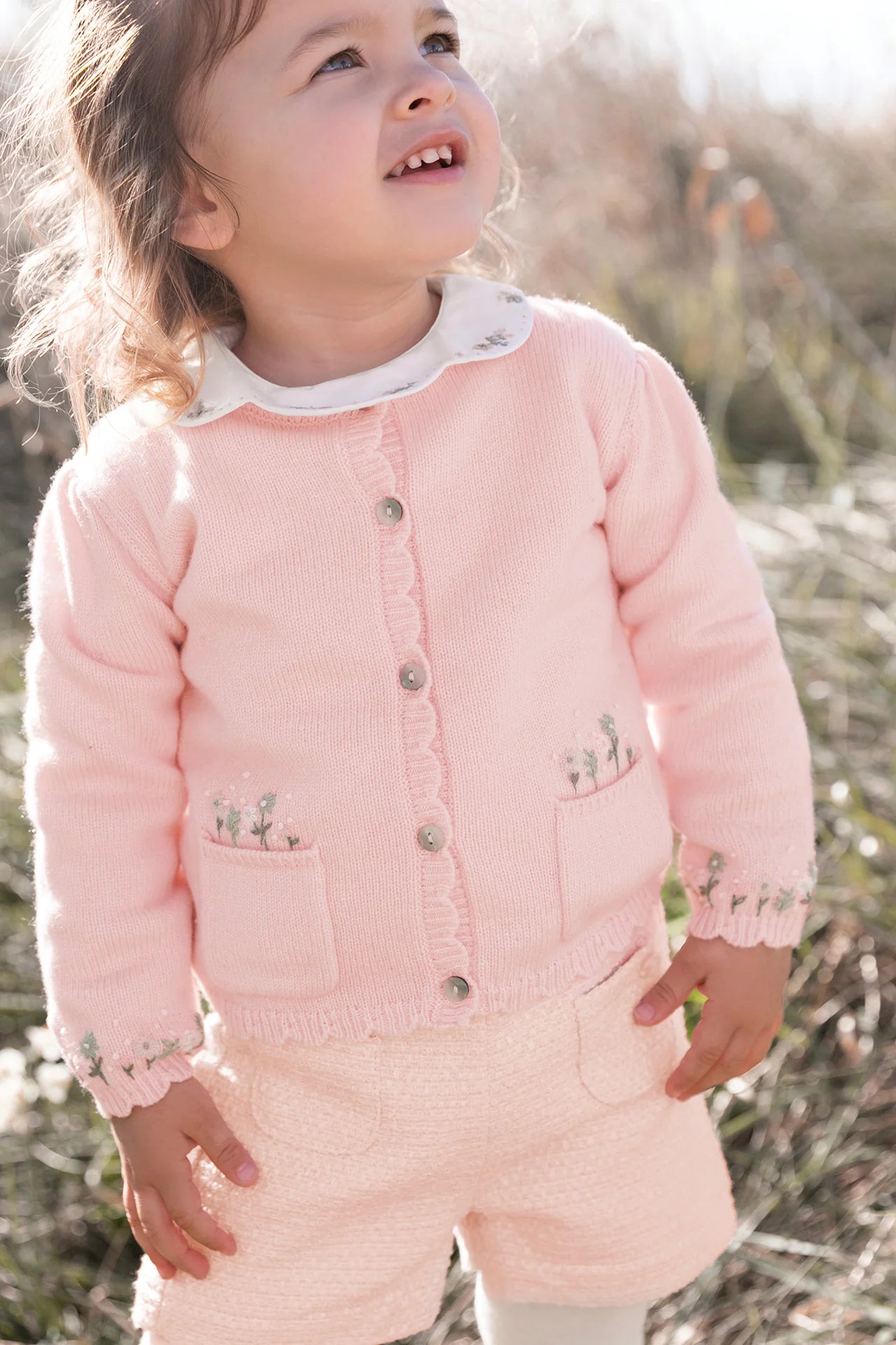 Cardigan Pale pink Embrodery flowery