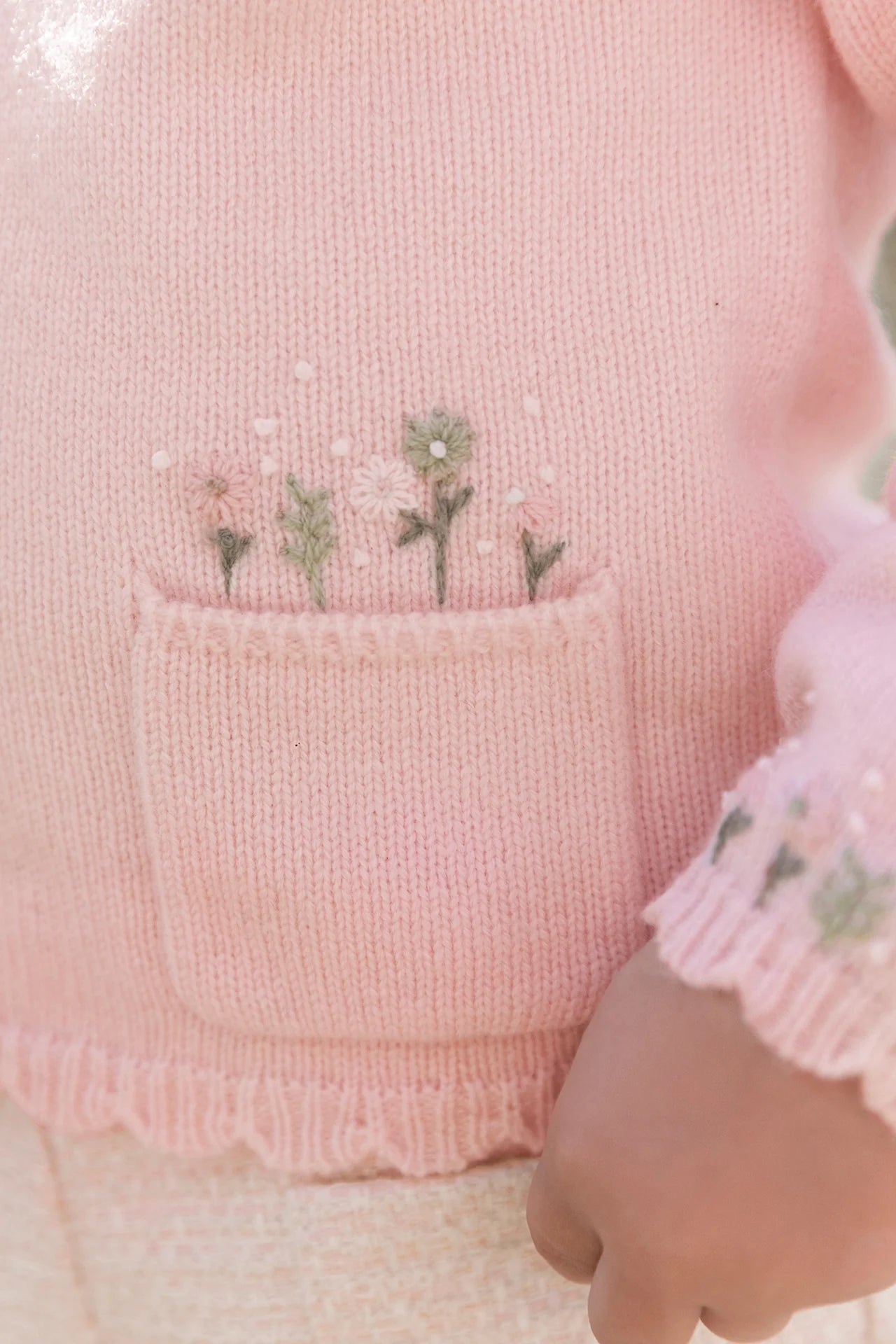 Cardigan Pale pink Embrodery flowery