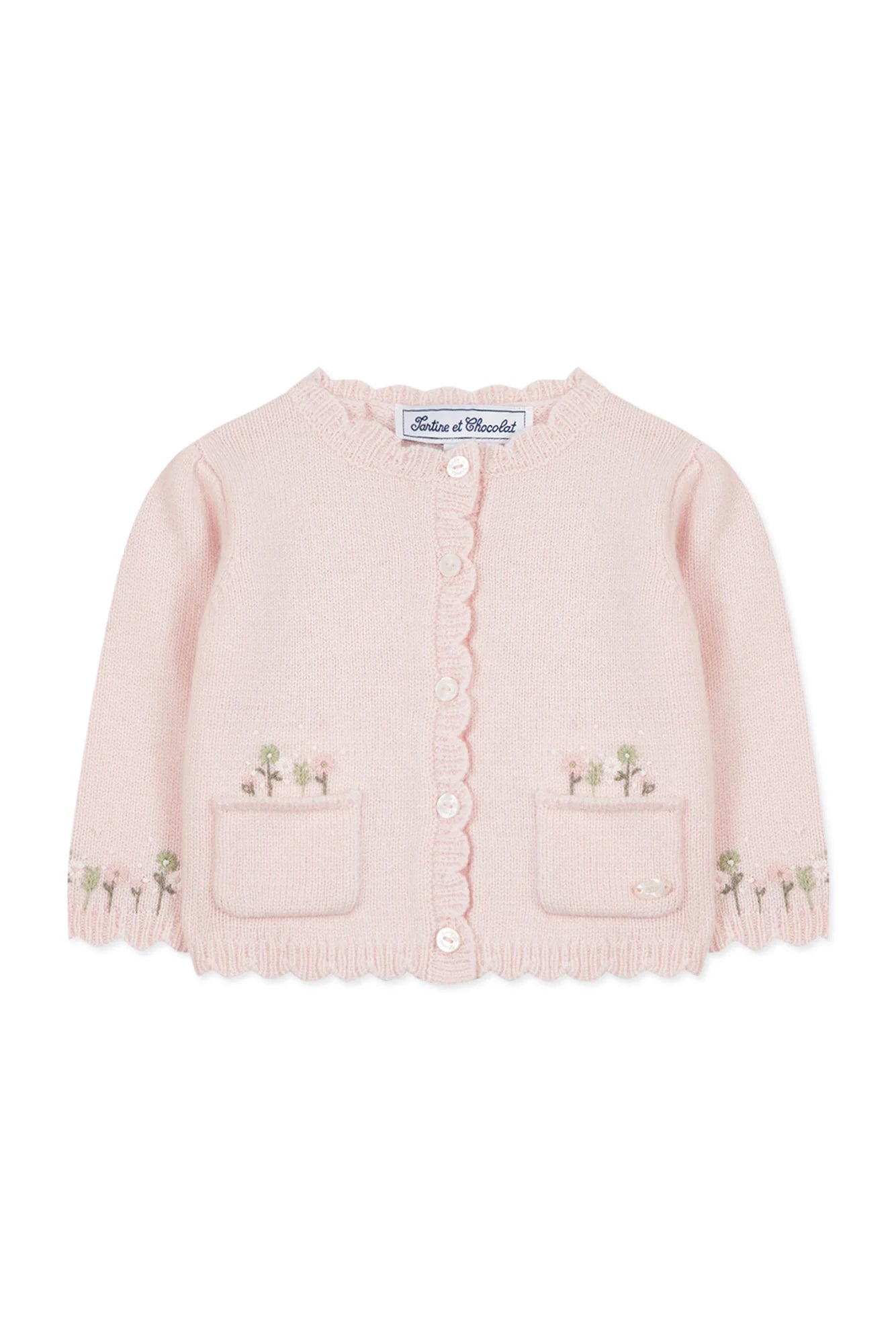 Cardigan Pale pink Embrodery flowery