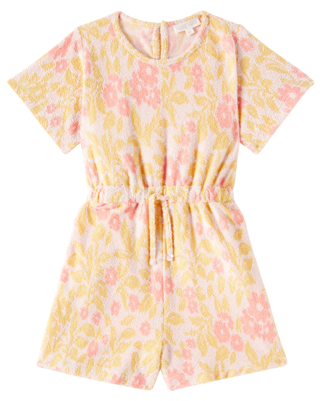 Louise Misha Jumpsuit Chaira in Cream Sunny Genista, featuring a floral design with peach and yellow tones, suitable for kids.