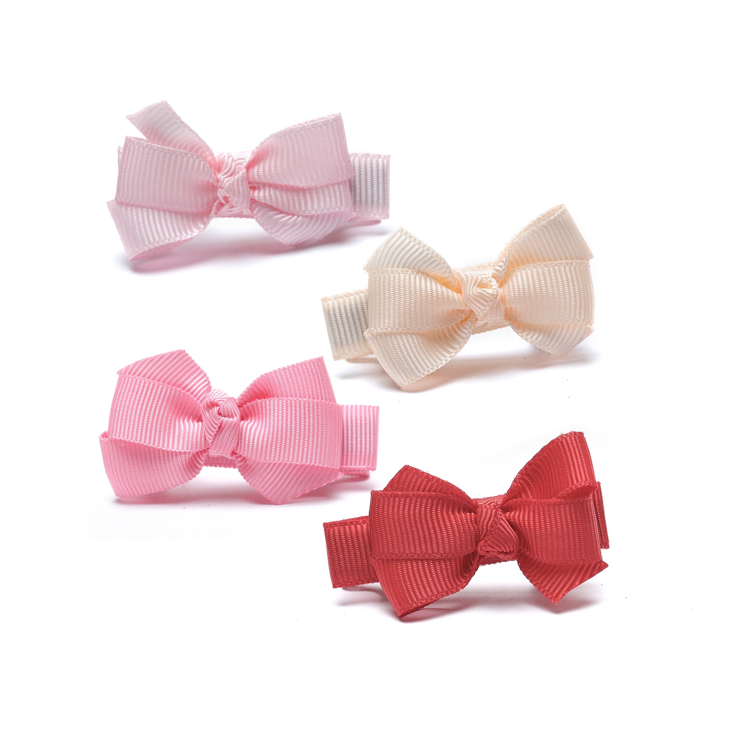 Baby Bows Fabric Pink Red Shades Hair Clips