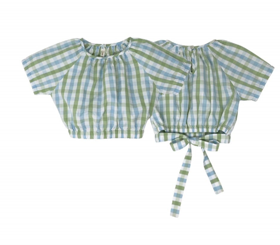 Girl Woven Shirt Azzurro/Verde