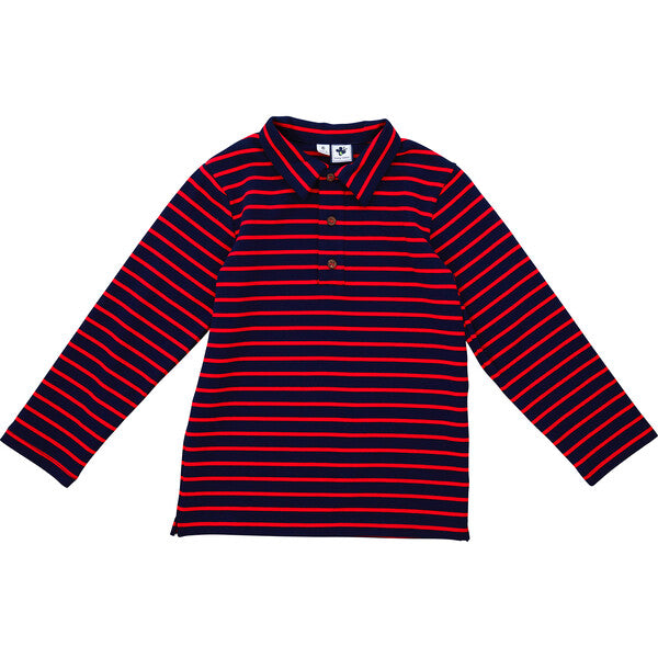 Busy Bees Polo Navy Red Stripe