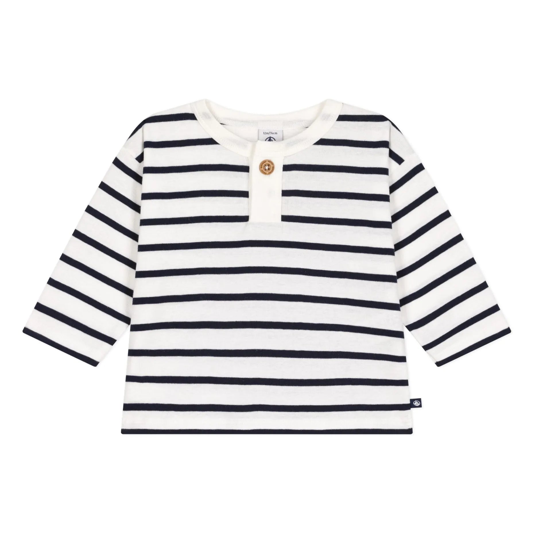 Baby Boy Striped Tee White Navy