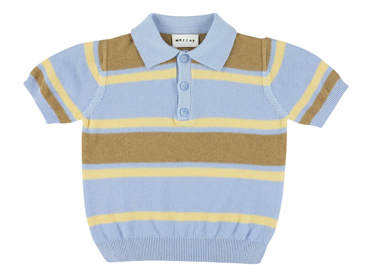 Woods Striped Boys Polo Blue Flax