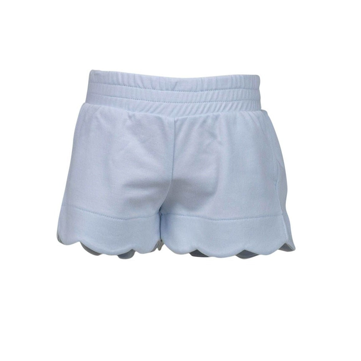 Pima Solid Sky Blue Scallop Shorts