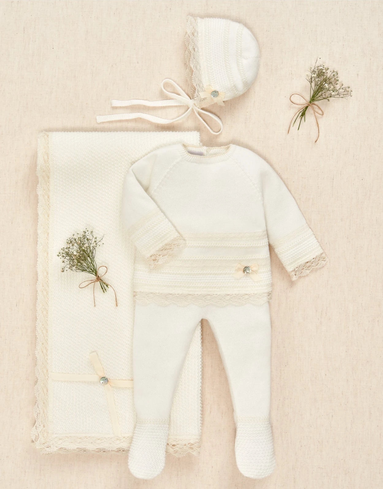 Girl Cream Knit Top and Pant Set