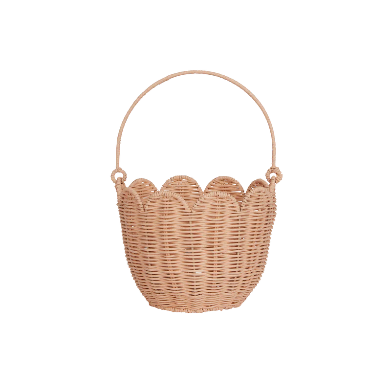 RATTAN TULIP CARRY BASKET seashell pink