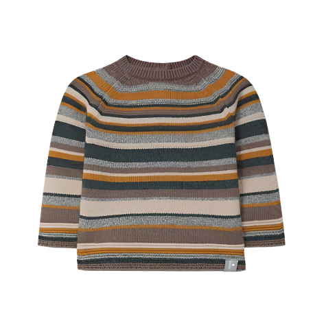 Knitted jumper with embossed stripes Orange and Pink