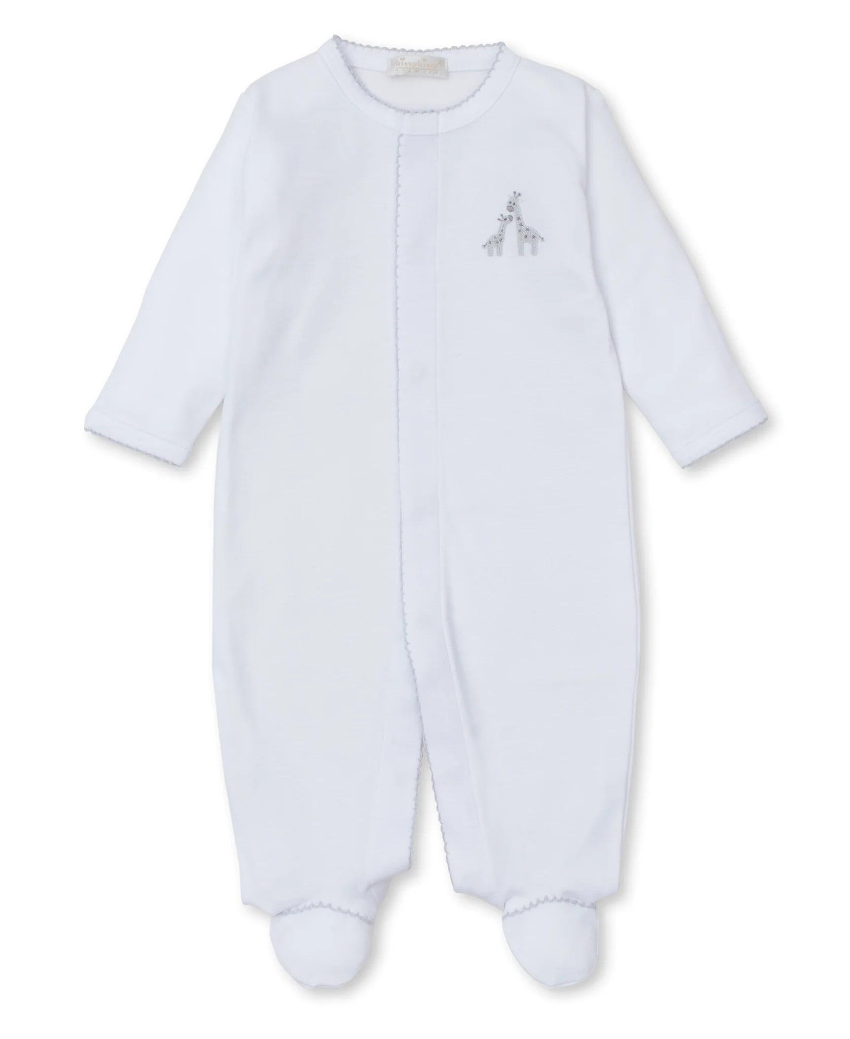 White/Silver Cotton Giraffe Glee Babygrow