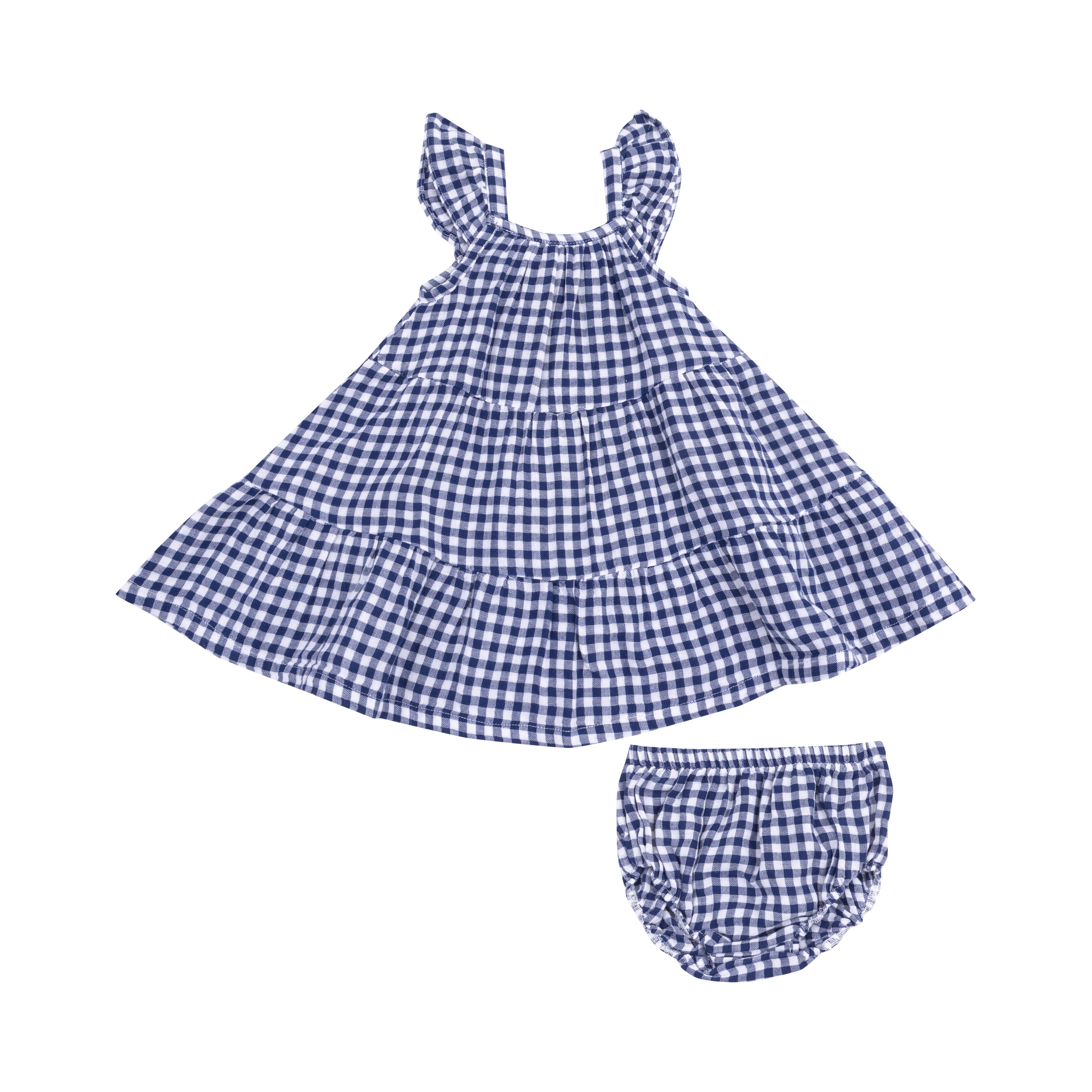 Navy Gingham Twirly Sundress & Diaper Cover