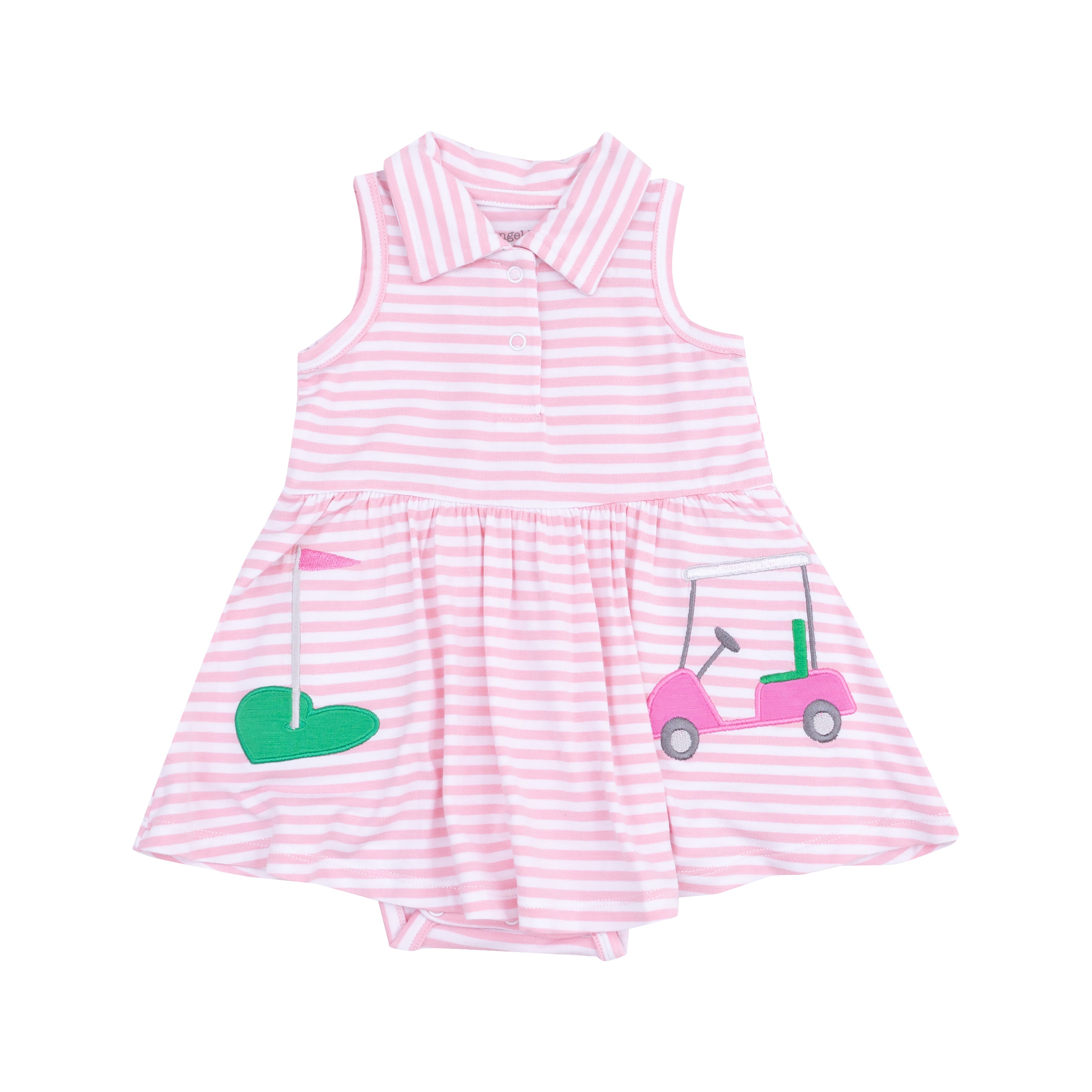 Golf Pink Mini Applique Polo Collar Bodysuit Dress