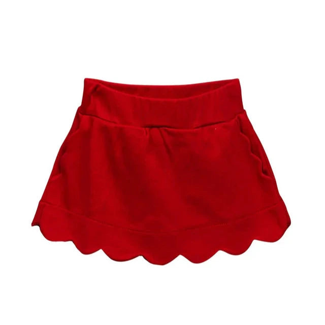 Red Pima Scallop Skort