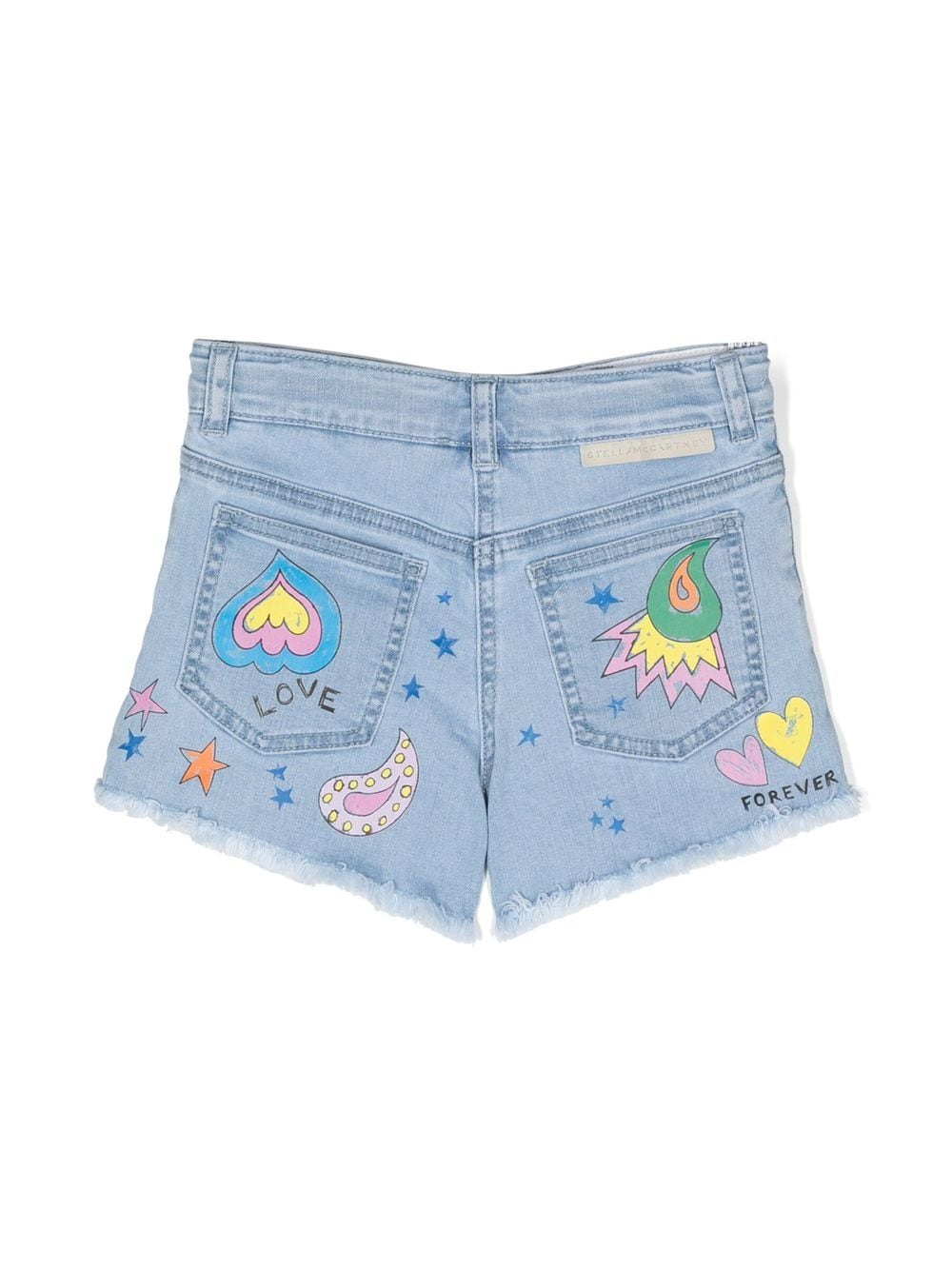 Girl Denim Shorts With Doodle Print