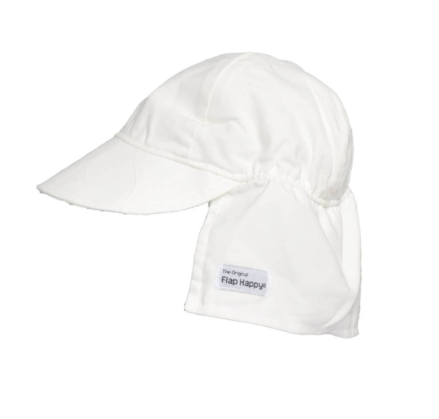 UPF 50+ Organic Flap Hat in White