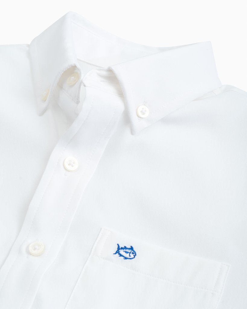 Solid Intercostal Button Down in Classic White