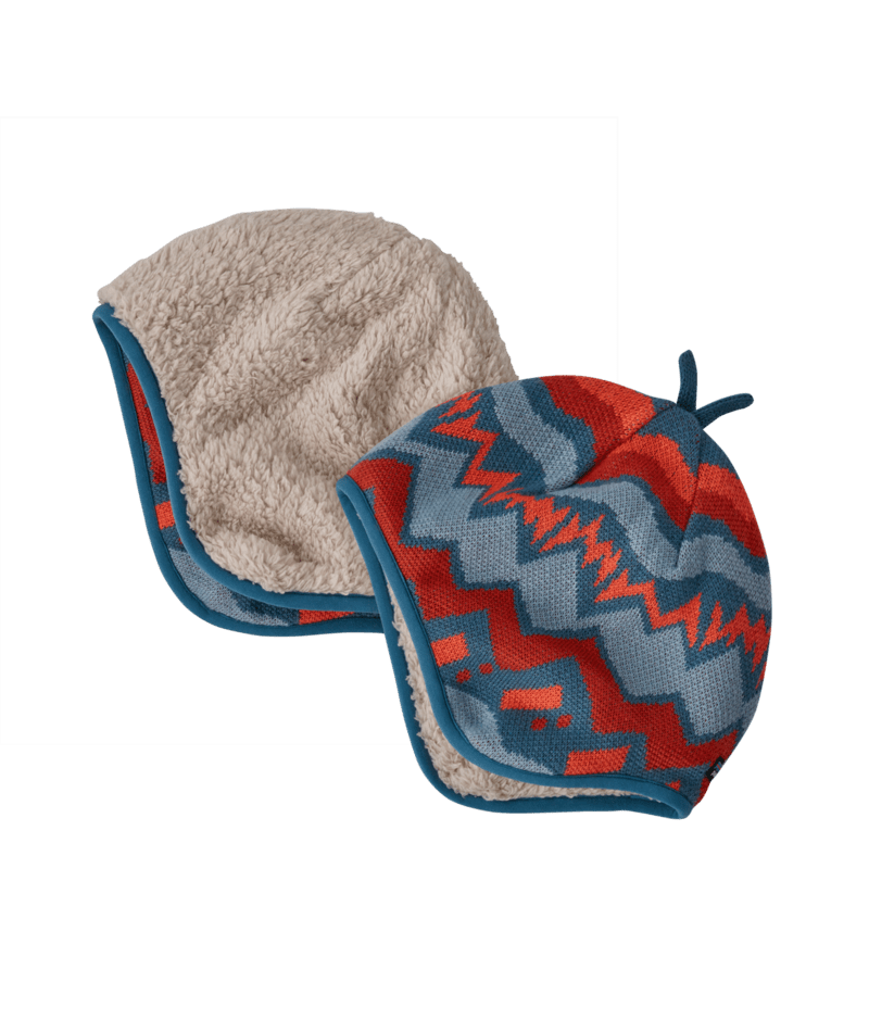 Baby Reversible Beanie in Loften Geo Knit Wavy Blue